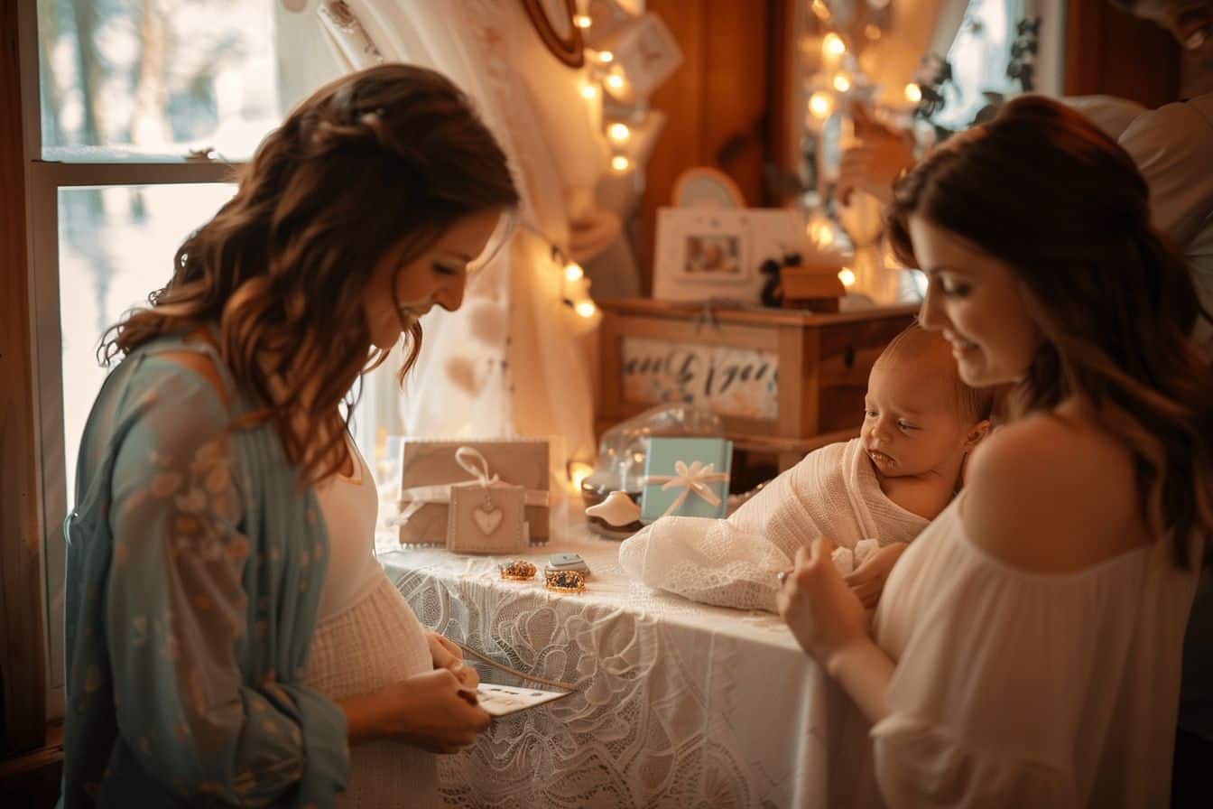 Événement grossesse avec des préparatifs joyeux  
Moment magique entouré d'amour et de bonheur