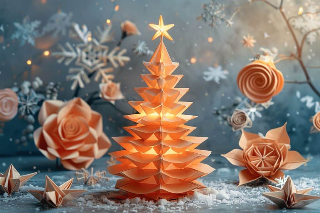 Un sapin en papier coloré pour les fêtes